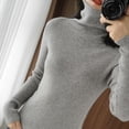 thumbnail image 3 of Suéter de punto mujer Baoblaze Cuello alto Gris XXL, 3 of 6