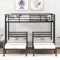 thumbnail image 4 of Harper & Bright Designs 3 in 1 Bunk Bed Full Over Twin & Twin Size Bunk Bed, Metal Bunk Bed Frame with Built-in Shelf, Black, 4 of 12