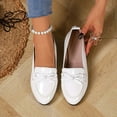 thumbnail image 4 of Miluxas Women's Trendy Patent Leather Comfort Casual Closed Round Toe Slip On Bow-Knot Dress Flat Loafers Pump Shoes with Tassal White 9.5(43), 4 of 9