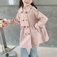thumbnail image 5 of NAISIBABY Girls Trench Jacket with Notched Lapel 6T, British Style Double Breasted Long Sleeve Fall Mid-Length Fashion Coat Pink(2-12T), 5 of 7