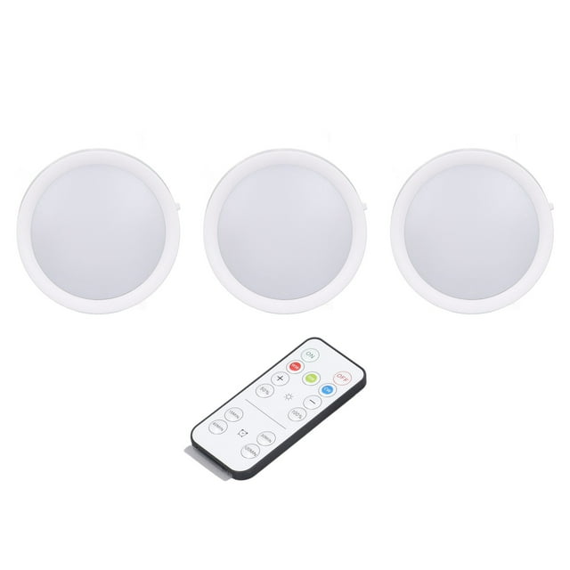 Lumière de Rondelle LED Dimmable, 3 Pcs Lumière de Rondelle LED à Piles Installation Facile