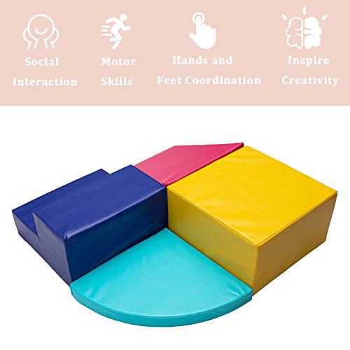 4PC Colourful Nugget Couch for Toddlers Children’s Composite Toy for Crawling Climbing and Sliding 4 Piece Lightweight Blocks Corner Climber Go Beyond SoftScape Toddler Toys Climb Foam Play Set 