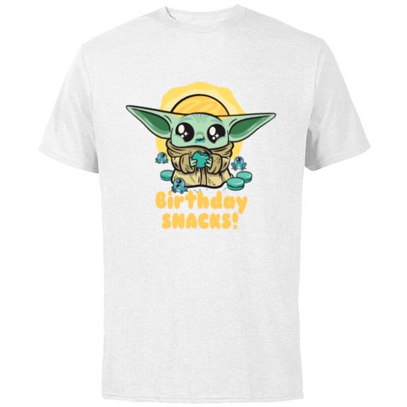 Star Wars Mandalorian Grogu Frogs & Cookies Birthday Snacks! - Short Sleeve Cotton T-Shirt for Adults - Customized-White