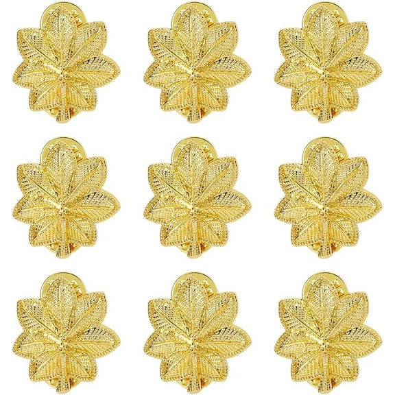 10Pcs Major Oak Leaf Lapel Pins Silver/Golden Army Officer Insignia of Rank Lapel Pins 27mm Alloy Rank Insignia Miniature Leaf Brooches