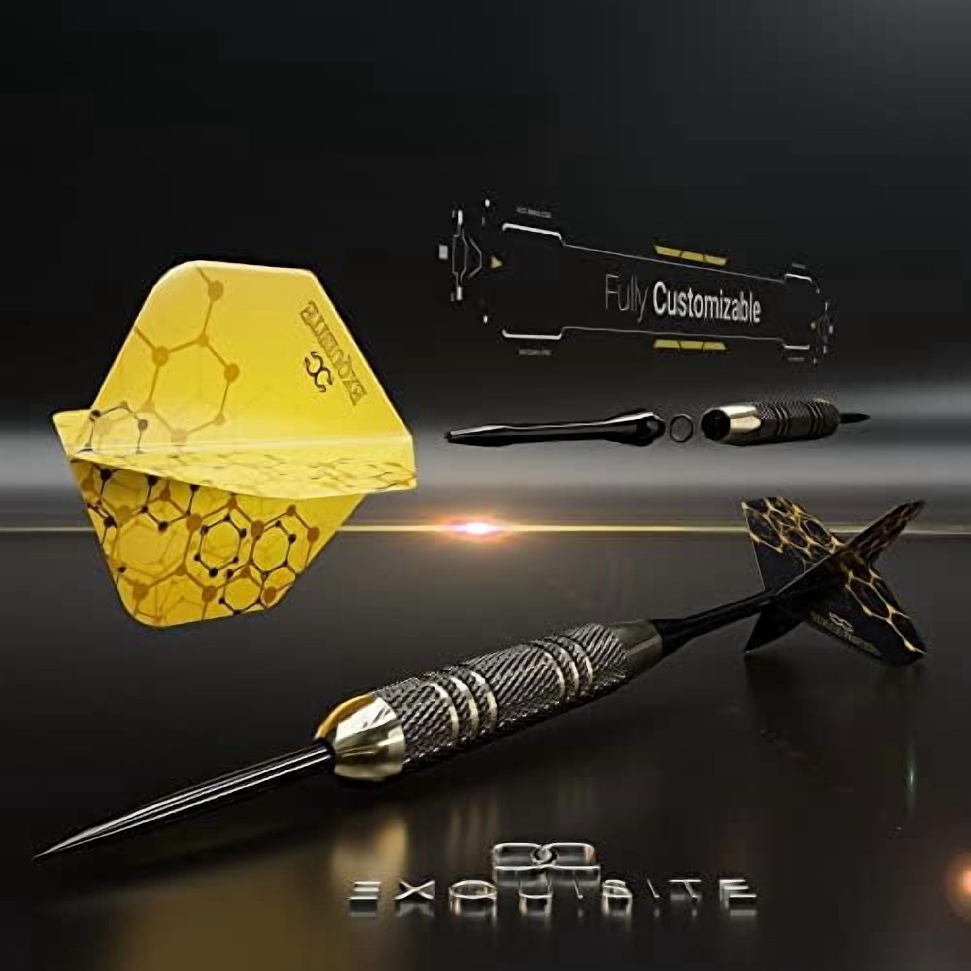YNGLLC Premium Steel Tip Darts Set - Professional Darts, Brass Barrels, Metal Tip Darts, Extra Flights, (12) Aluminum Shafts 35/48, O-Rings, Dart Tool, Dart Sharpener, Darts Case