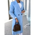 thumbnail image 4 of Women Long Wool Coats for Fall Winter Trench Coat Peacoat Double Breasted Blazer Jackets Overcoat Light Blue XXXL, 4 of 8