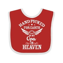Inktastic Handpicked for Earth by My Opa in Heaven with Angel Wings Boys or Girls Baby Bib