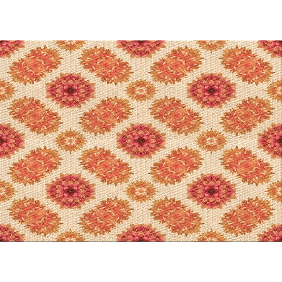 Ahgly Company Machine Washable Indoor Rectangle Transitional Orange Red Orange Area Rugs, 7' x 10'