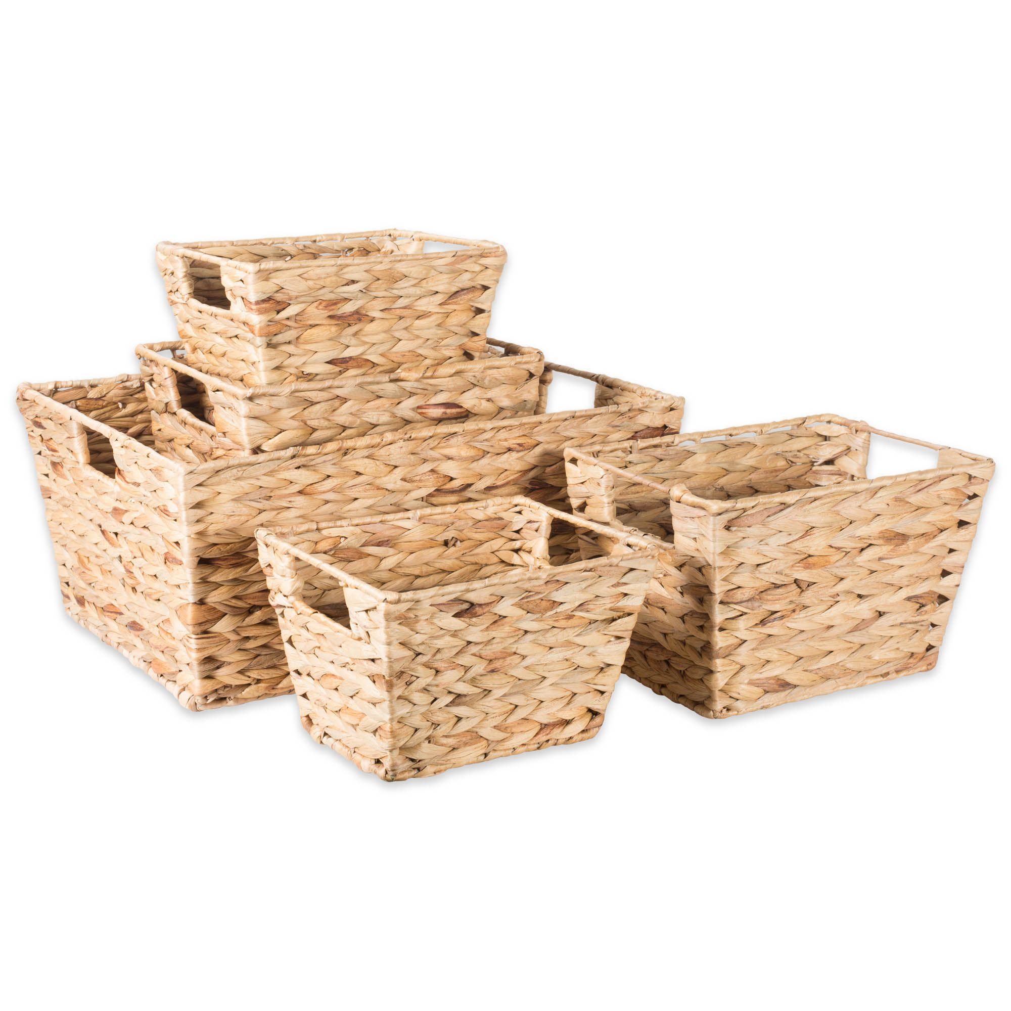 Home Traditions Natural Water Hyacinth Storage Basket with Handles, Set