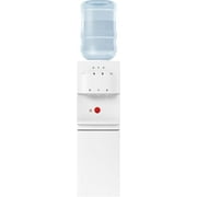 Muhub Top Loading Water Cooler Dispenser, Hot&Cold Water Cooler White Dispenser, Holds 3 or 5 Gallon Bottle, with Anti-Scalding Design, Storage Cabinet and Child Safety Lock for Home, Office Use