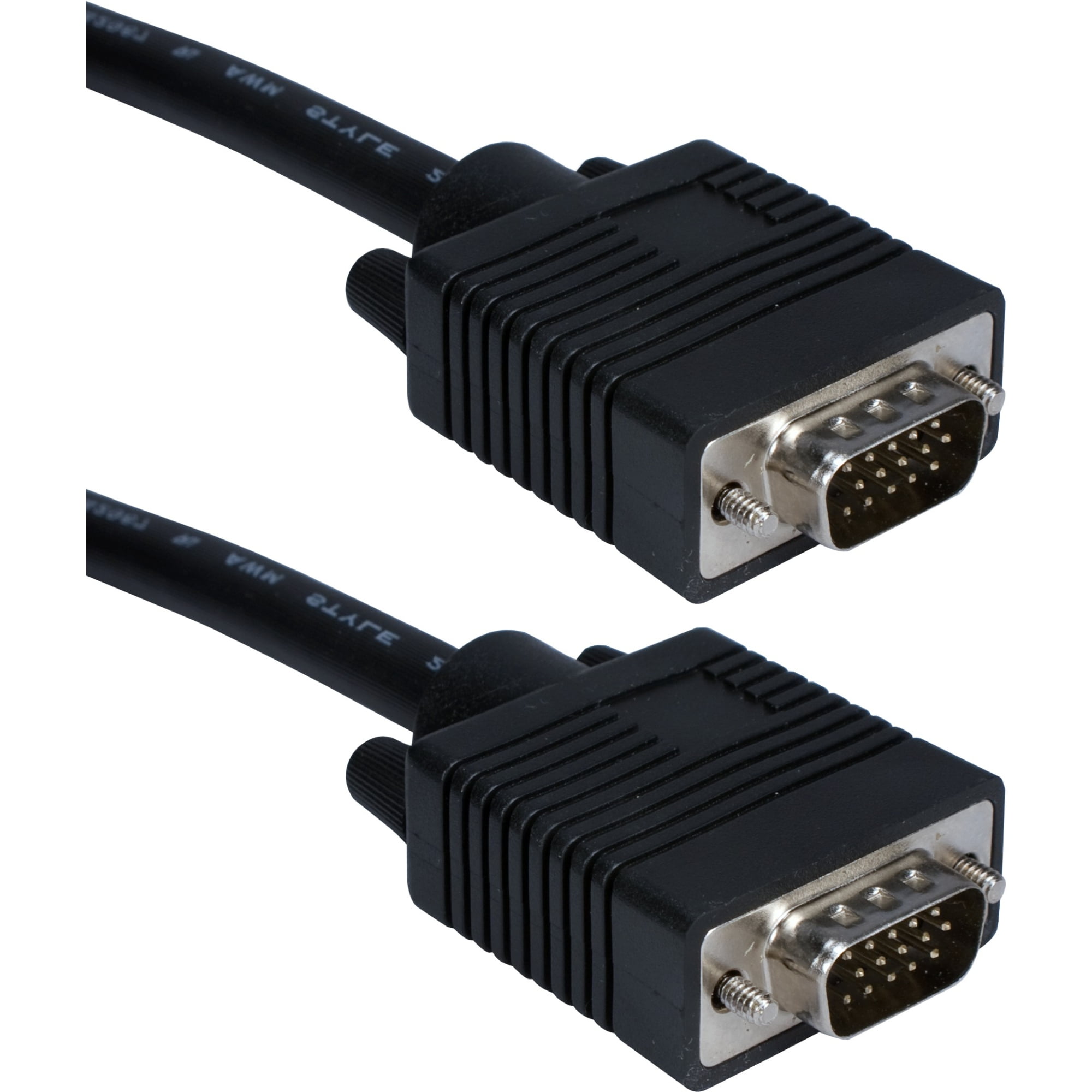 QVS 25ft Premium VGA HD15 Male to Male Tri-Shield Black Cable