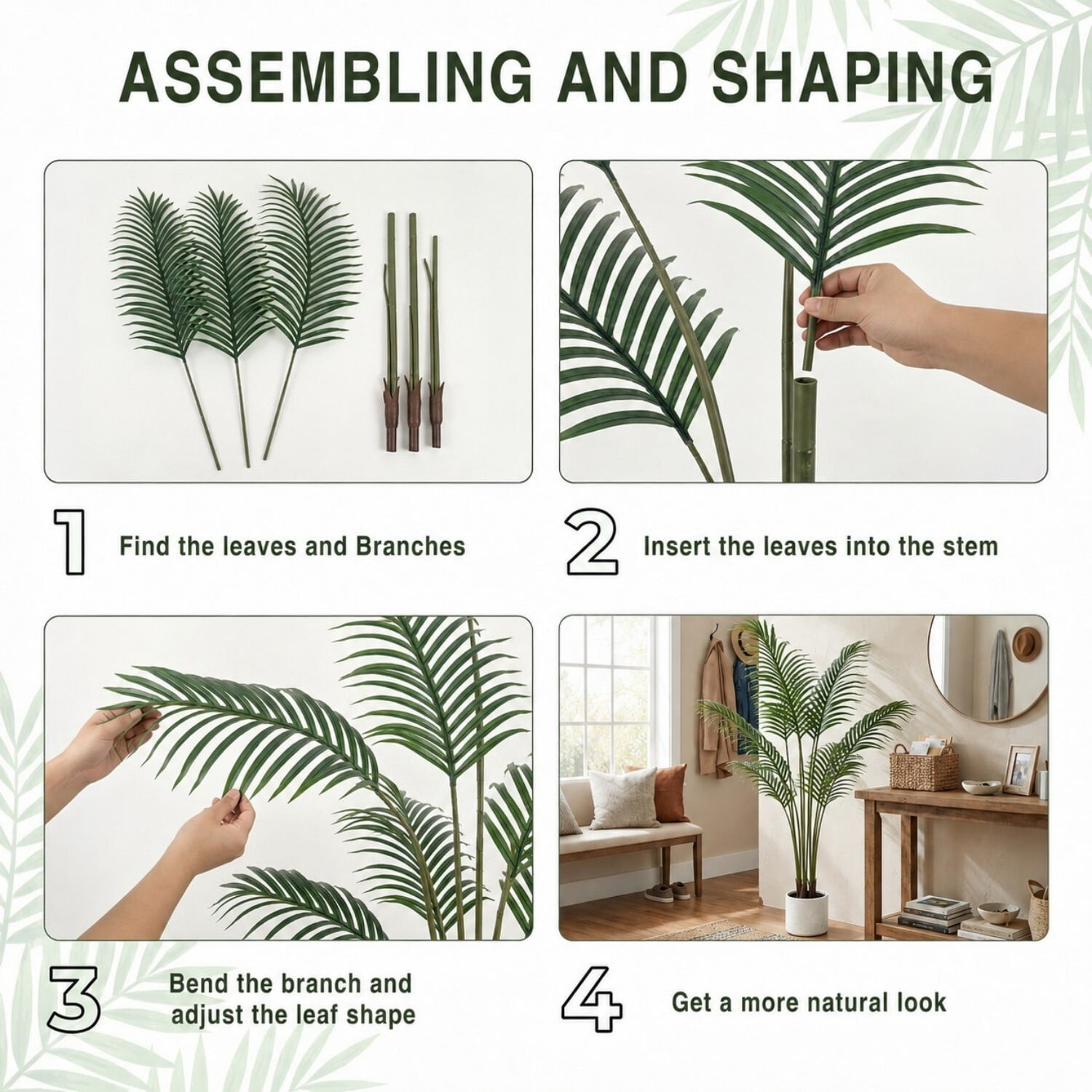 Easy4Home 6.6FT Artificial Plant Fake Tropical Palm Tree Potted Indoor Faux Floor Plant for Home Office Decor, White Pot
