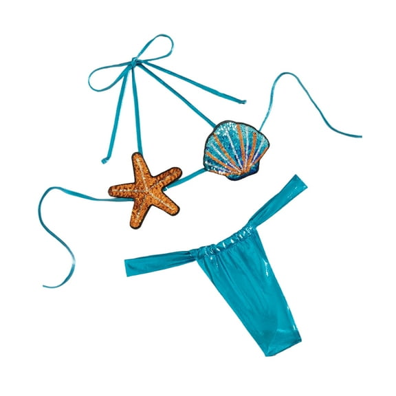 Women Low Waist Swimsuits Two Pcs Swimwear Starfishes Bathing Suit Ladies Swimming Costume Set for Beachwear