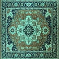 thumbnail image 1 of Ahgly Company Machine Washable Indoor Square Persian Turquoise Blue Traditional Area Rugs, 3' Square, 1 of 4