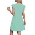 thumbnail image 6 of Dolkfu 1/4 Sleeve Women'S Dresses Refined V-Neck Green Mini A-Line Dresses Solid Modern Romance Relaxed Fit Dresses Mint Green,Xl, 6 of 6