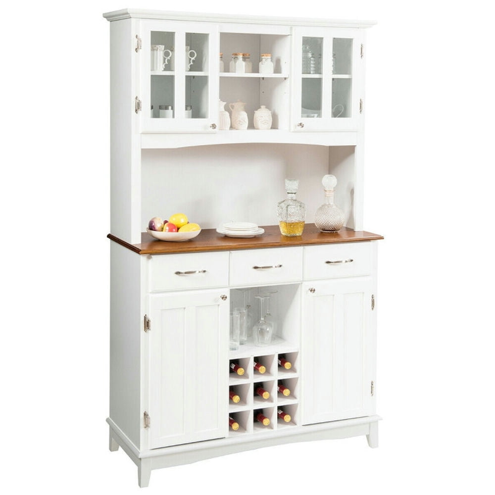 Finihen Kitchen Storage Cabinet, Buffet Sideboard, Wood Buffet Hutch Cabinet with 3 Large Drawers, for Dining Room, Kitchen, Living Room, White Finihen Kitchen Storage Cabinet, Buffet Sideboard, Wood Buffet Hutch Cabinet with 3 Large Drawers, for Dining Room, Kitchen, Living Room, White