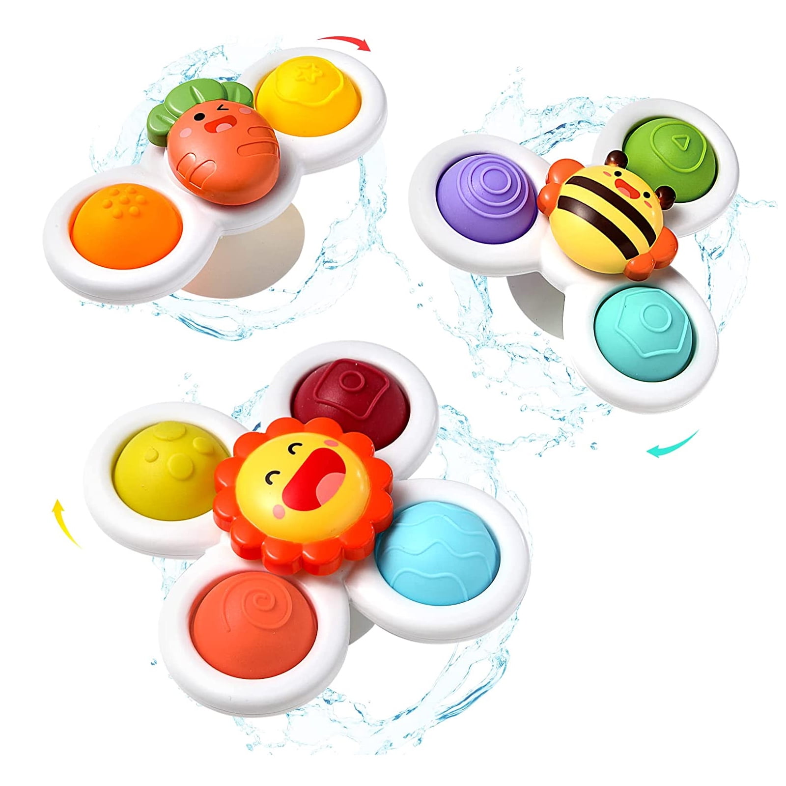 3 Pcs Suction Cup Spinner Toys for Toddlers 13, Soft Fidget Spinning Toys for Baby Bathing