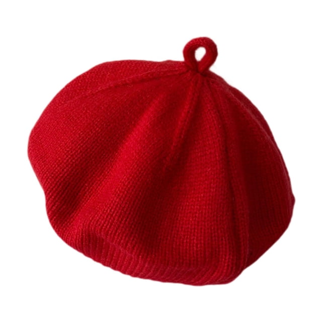 Gorro de boina de punto suave para bebé, para niñas y niños pequeños, ideal para fiestas navideñas. Rojo