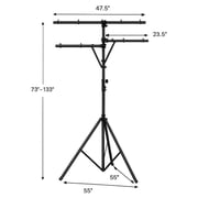 2 Mr DJ LS-360 Heavy Duty DJ Light Stand w/ Two Fixture Arms & T-Bar