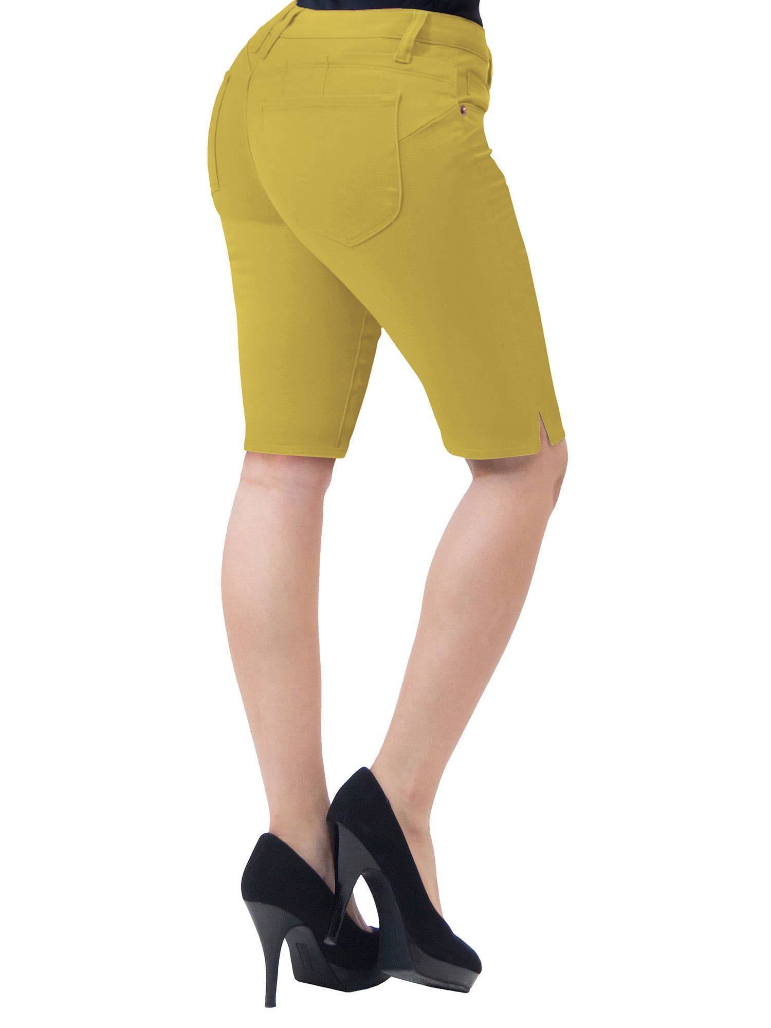 Hybrid & Company Womens 11.5 inch Inseam Butt Lift Stretch Bermuda City Shorts 
