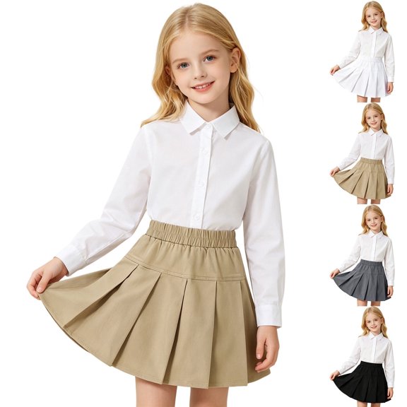 Miaoju Girls School Uniform Sensory-Friendly Pleated Scooter Skirt with Undershorts, Soft Fabric, Tagless with Flat Seams