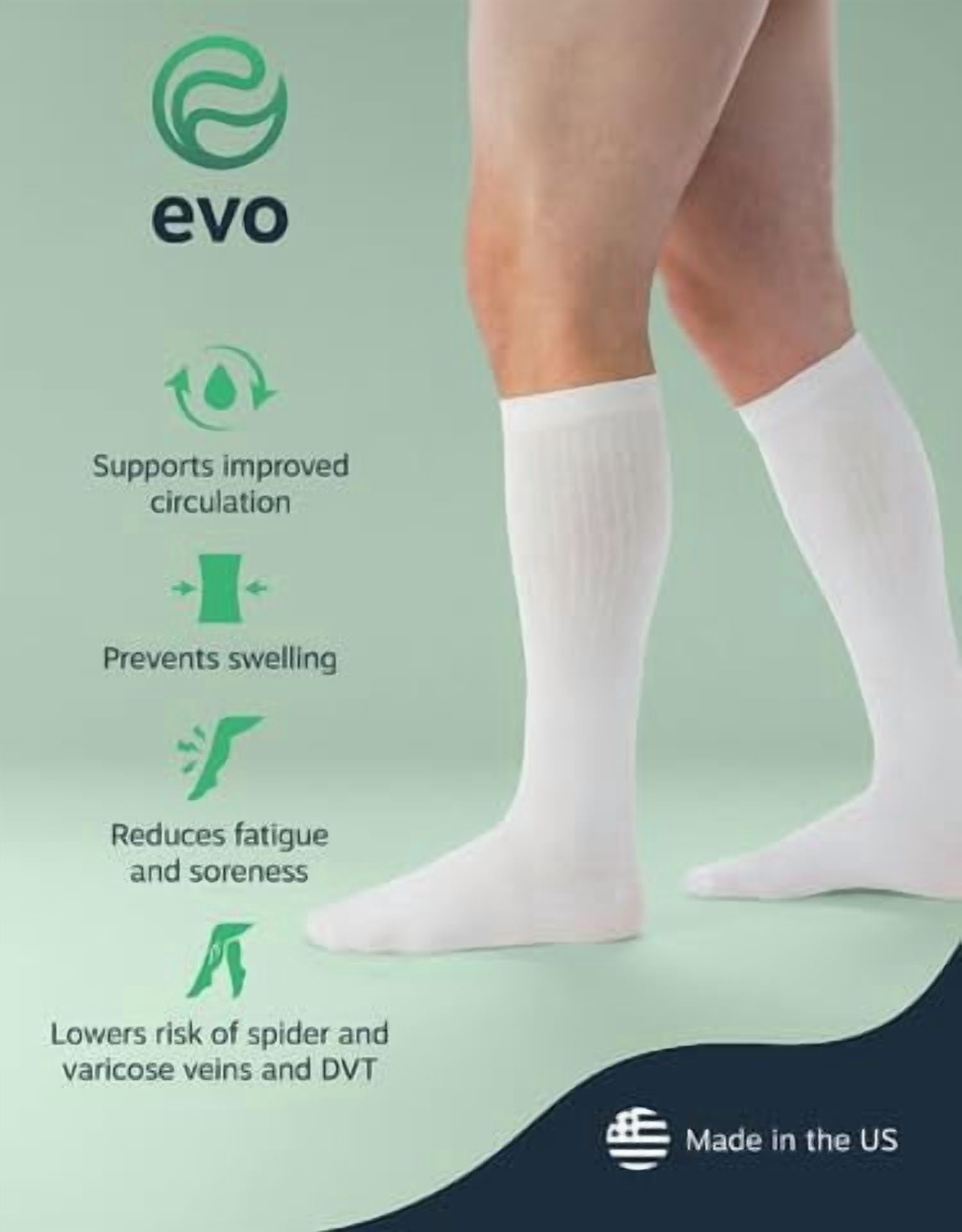 EvoNation Men’s Knee High 15-20 mmHg Graduated Compression Socks – Moderate Pressure Compression Garment