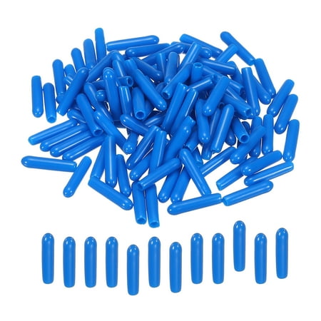 

100pcs Rubber End Caps Cover 2mm Vinyl Screw Thread Protector Round PVC Vacuum Caps for Screw Bolt Pipes Blue