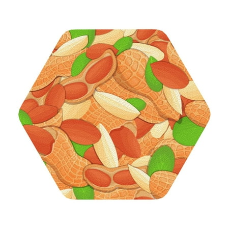 

Matuu Peanuts1 for Cup Coasters Set of 6 Leather Coasters Desk Coasters for Office Measures 4” x 4” Hexagon