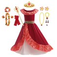 thumbnail image 1 of Disfraz de princesa Elena de Disney, vestido para niñas, ropa para niños, fiesta de Halloween, vestido de baile de cumpleaños, trajes sin mangas 5-6T (etiqueta 130) Gao Jinjia LED, 1 of 2