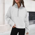 thumbnail image 3 of Sudadera Ropa de otoño con cuello alto y media cremallera para mujer, traje diario de color sólido (gris S) Ygjytge Gris T S para Mujer, 3 of 6
