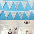 thumbnail image 4 of Bunting 12 banderas 32 m encaje flores banderín banderas boda fiesta decoración Banner, 4 of 5