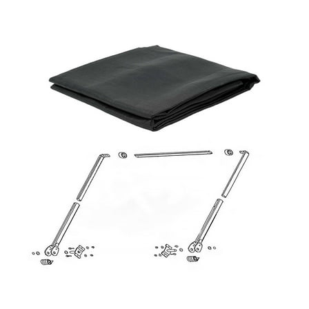 Aluminum Tarp Arm Kit with 7'x15' Mesh Tarp Cover with 5 Inch 18Oz Double Pocket for 4-Spring Electric Dump Truck Flip Tarp System Up To 24' Bed