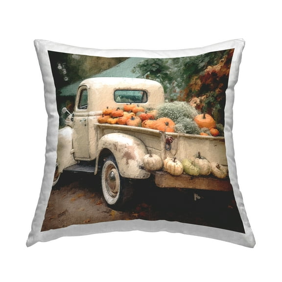 Stupell Industries Fall Pumpkins Truck Decorative Printed Throw Pillow, 18 x 18