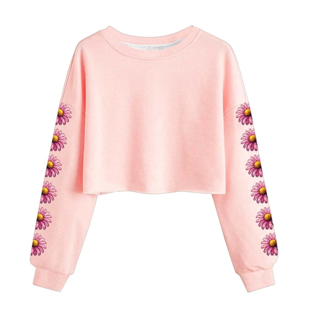 Camisetas de Manga Larga de las Mujeres Moda Impresa Suelta Casual Cuello Redondo Suéter Deportivo Top Se Ajusta Fiel Al Tamaño