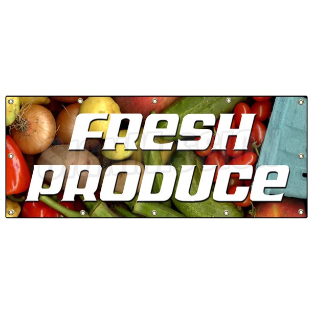 48"x120" FRESH PRODUCE BANNER SIGN stand farmers market signs fruit