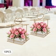 thumbnail image 2 of 10x Practical Gold Square Baskets Flower Vase Wedding Flower Basket Stand Vases Geometric for Party, 2 of 8