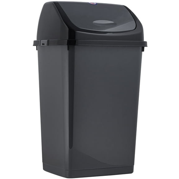 Superio Large Kitchen Trash Can 13 Gallon Grey Swing Top Trash Can with Lid, 52 Qt