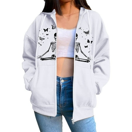 

Womens plus Size Casual Jackets Womens Sweatshirt Print Long Sleeve Hoodie Zipper Top Casual Top Winter Scrubs