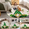 thumbnail image 6 of Round Area Rug 4ft, St. Patrick's Day Gnome Non-Shedding Washable Area Rug, Green Shamrock Retro Linen Non Slip Low-Profile Circle Rugs for Living Room, Bedroom Dining Room, 6 of 9