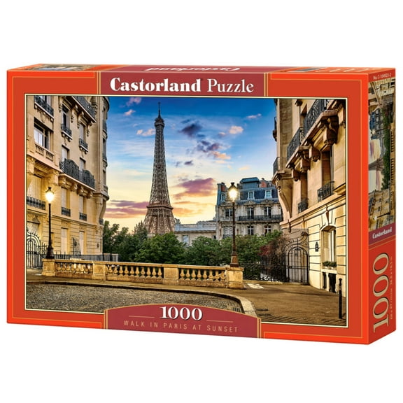 1000 Piece Jigsaw Puzzle, Walk in Paris at Sunset, Puzzle of France, cityscape, Eiffel Tower, Adult Puzzle, Castorland C-104925-2