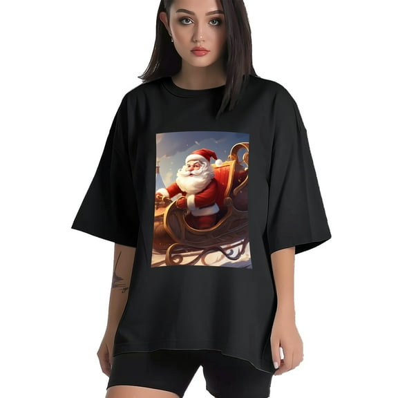 Plus Size Shirt for Women Black Tops for Women Short Sleeves Shirt for Women Santa Claus 13 T Shirt Crewneck Shirt for Women XS