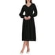 thumbnail image 2 of Vestido de suéter A-Line para mujer INSPIRE CHIC 2025 con cuello en V, manga larga y tejido acanalado, color negro, 2 of 5