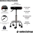 thumbnail image 4 of Banco Multifuncional Taburete Giratorio Aciento De Espuma Suave con Ruedas Redondo Banco De Trabajo Silla Giratoria con Reposapiés De Altura Ajustable para Oficina Salón SPA Tatuajes, 4 of 5