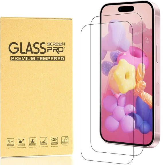 Hotpom Screen Protector for iPhone 16 Plus - Clear, Case-Friendly Tempered Glass, 2 Pack