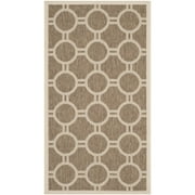 SAFAVIEH Courtyard Ariel Geometric Circle Indoor/Outdoor Area Rug, 2'7" x 5', Brown/Bone