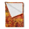 thumbnail image 2 of Burnt Orange Soft Flannel Fleece Blanket, Vintage Mosaic Background Quadratic Little Geometric Squares Faded Print, Cozy Plush for Indoor and Outdoor Use, 60" x 80", Orange Mustard, by Ambesonne, 2 of 5