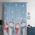 thumbnail image 5 of Blue Ombre Christmas Semi Sheer Curtains Drapes for Living Room, Bedroom, French Doors Window 72 Inches Long, Xmas Snowman Snowflake Winter Rod Pocket Chiffon Curtain Drapery Voile Draperies Panel, 5 of 6