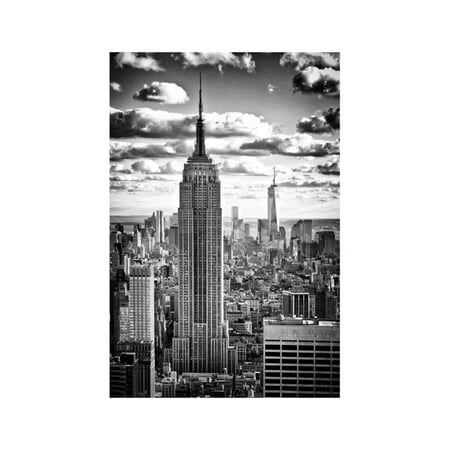 Cityscape, Empire State Building and One World Trade Center, Manhattan, NYC, White Frame Print Wall Art By Philippe