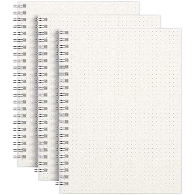 Cuadernos de puntos AHGXG en espiral - 3 pzas. - A5 - 100gsm - tapa transparente - 80 hojas - bullet journal