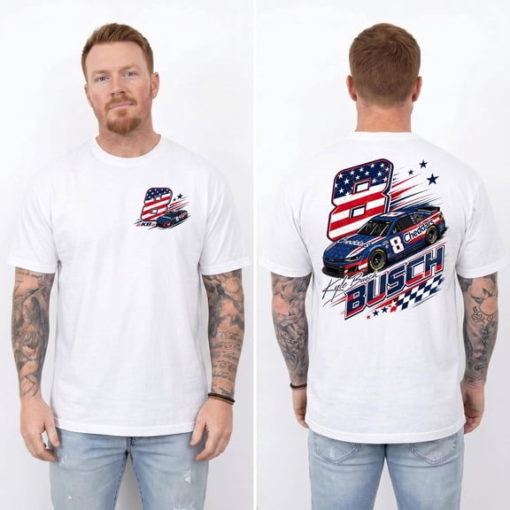 2 Sided Retro Stock Car Racing T-Shirt Vintage Motorsport Graphic Tee, MHS01